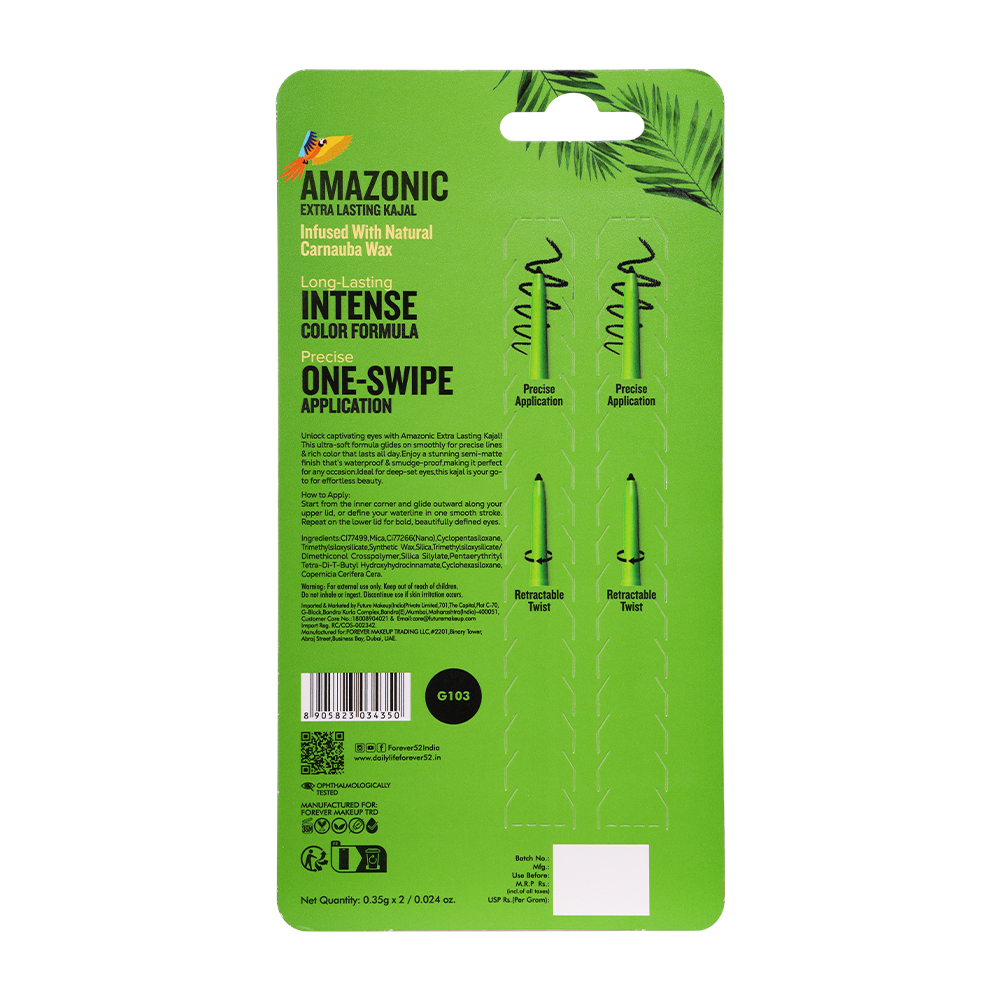 Amazonic Black Kajal Pencil, Pack of 2